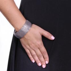 Toscana Collection Silvertone Mesh Bangle Bracelet Palm Beach Jewelry Gold Overlay Bracelets