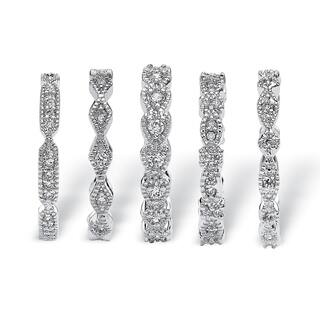 5 piece 155 tcw round cubic zirconia stack eternity bands set in silvertone classic cz - Overstock Wedding Rings 5 piece 155 tcw round cubic zirconia stack eternity bands set in silvertone classic cz - Overstock Wedding Rings