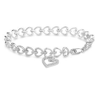 Charm Sibling Bracelets For Less Miadora Sterling Silver 1 2ct Tdw Diamond Heart Charm Bracelet