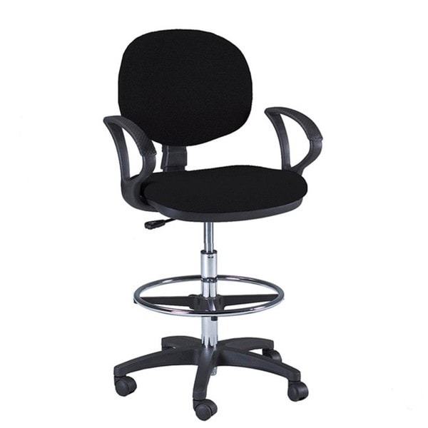 Martin Stanford Black Padded Wheeled Steel frame Drafting Chair