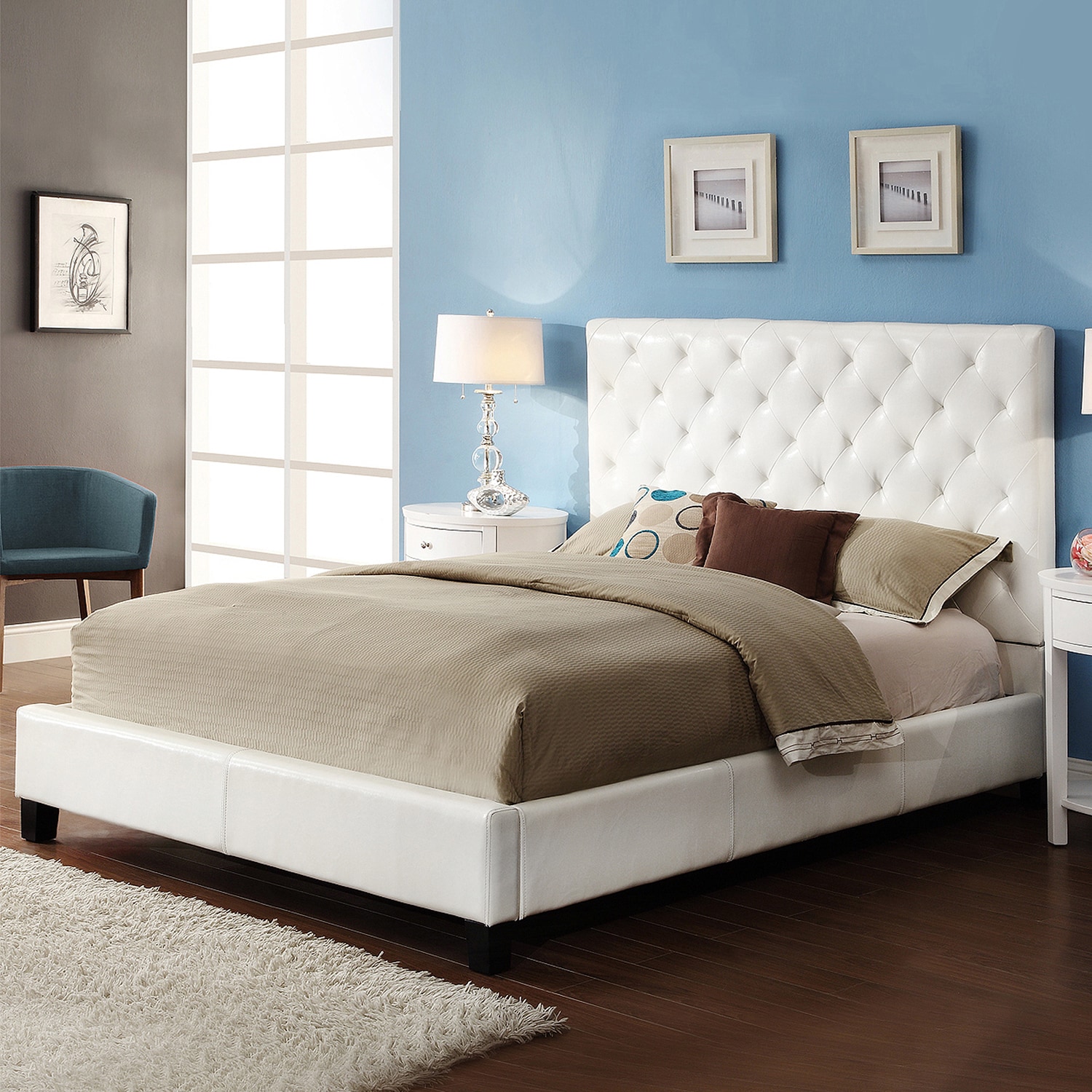 Tribecca Home Tribecca Home Sophie White Vinyl Tufted Full size Platform Bed White Size Full