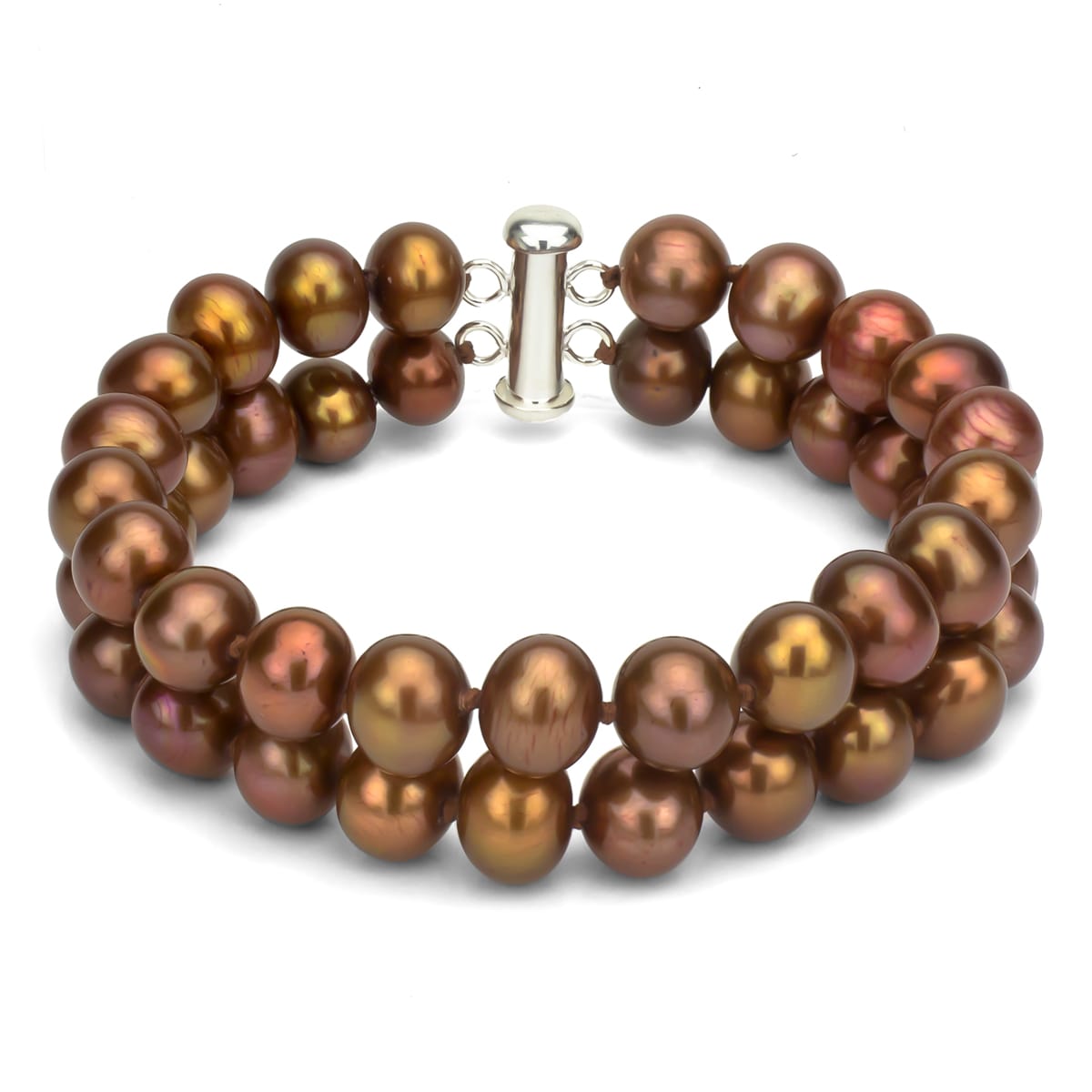 8/" 9-10 mm Blanc AA Freshwater Pearl Bracelet 2 H S Fermoir