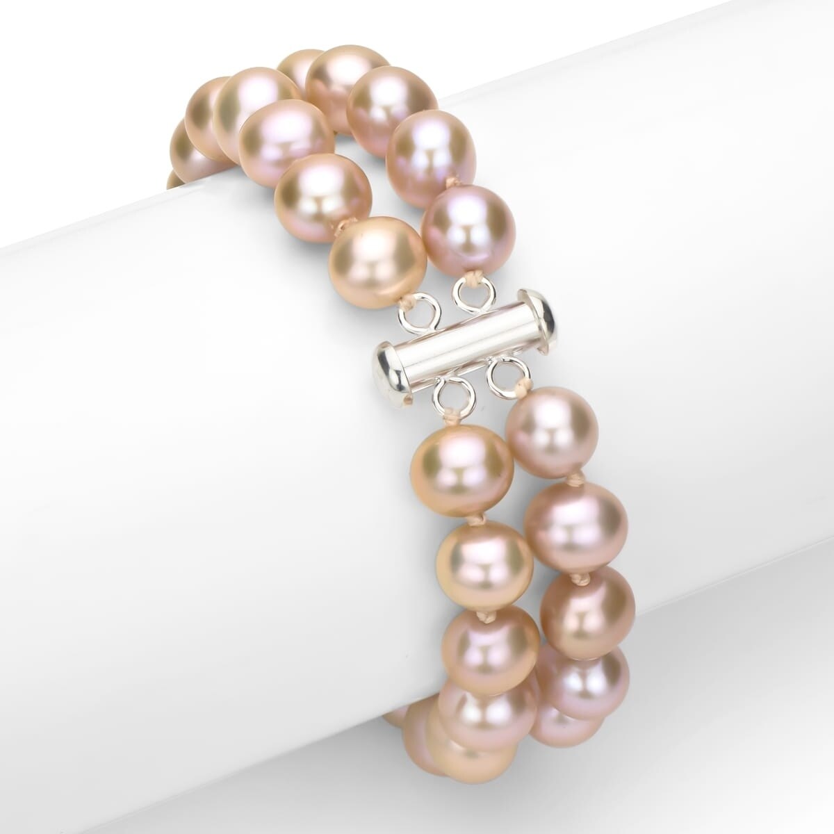 8/" 9-10 mm Blanc AA Freshwater Pearl Bracelet 2 H S Fermoir