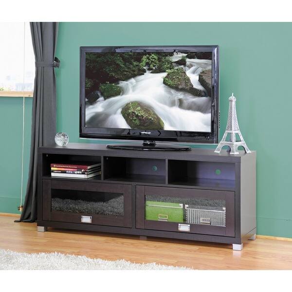 Baxton Studio Swindon Modern TV Stand with Glass Doors