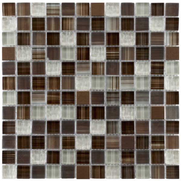 Somertile Reflections Square Truffle Glass/ Metal Mosaic Tiles (Pack of 10) Somertile Wall Tiles