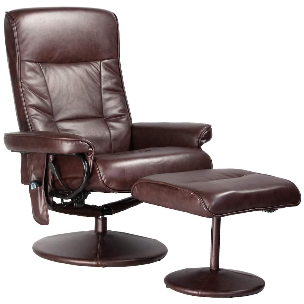 Relaxzen Brown Leather Massage Recliner (8-Motors)