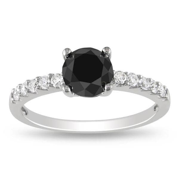 Shop Miadora 14k Gold 1 1/4ct TDW Black and White Diamond Solitaire ...