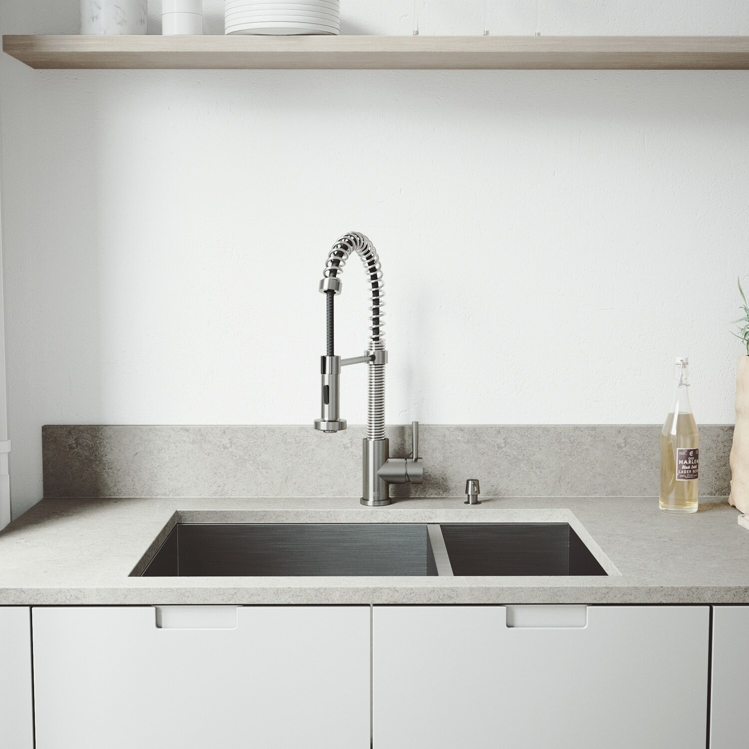 Vigo Endicott Stainless Steel Kitchen Sink And Edison Faucet Set