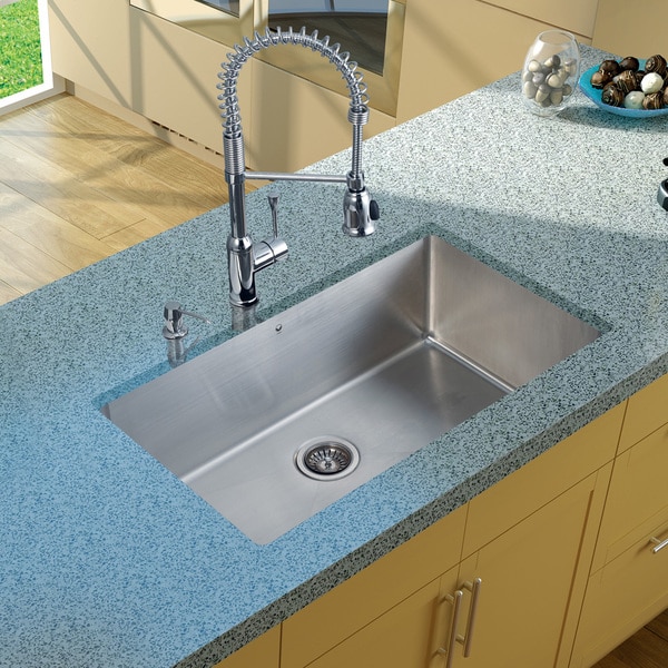 Vigo Undermount Stainless Steel Kitchen Sink/ Faucet/ Strainer/ Dispenser Vigo Sink & Faucet Sets