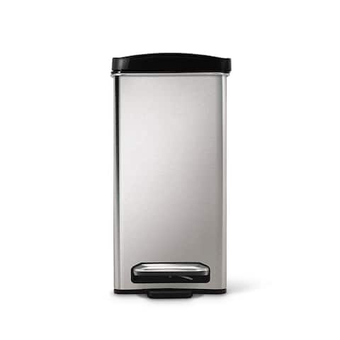 Simplehuman Kitchen Trash Cans Online At Our Best Simplehuman 2 6 Gal Brushed Stainless Steel Pedal Trash Can