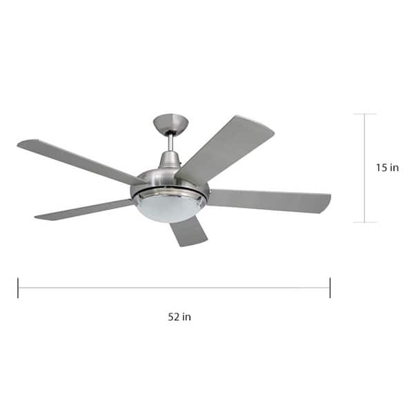 Contemporary 52 Inch Nickel 2 Light Ceiling Fan