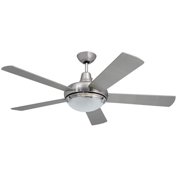 Contemporary 52 Inch Nickel 2 Light Ceiling Fan