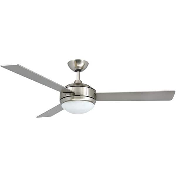 Contemporary 52 Inch Brushed Nickel 2 Light Ceiling Fan