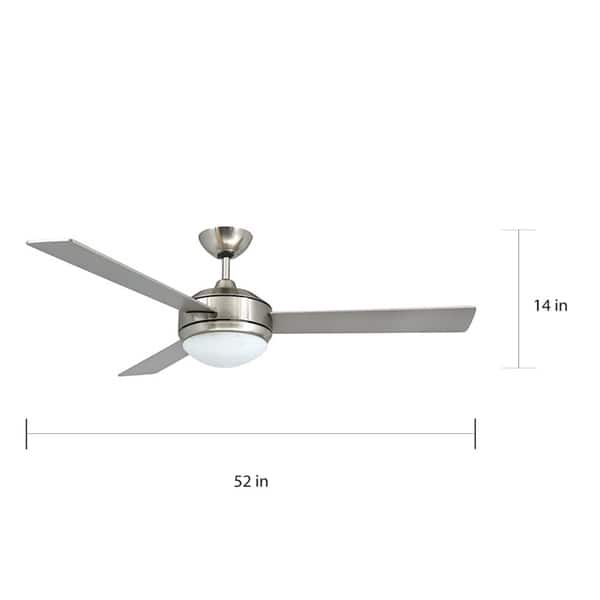 Shop Contemporary 52 Inch Brushed Nickel 2 Light Ceiling Fan