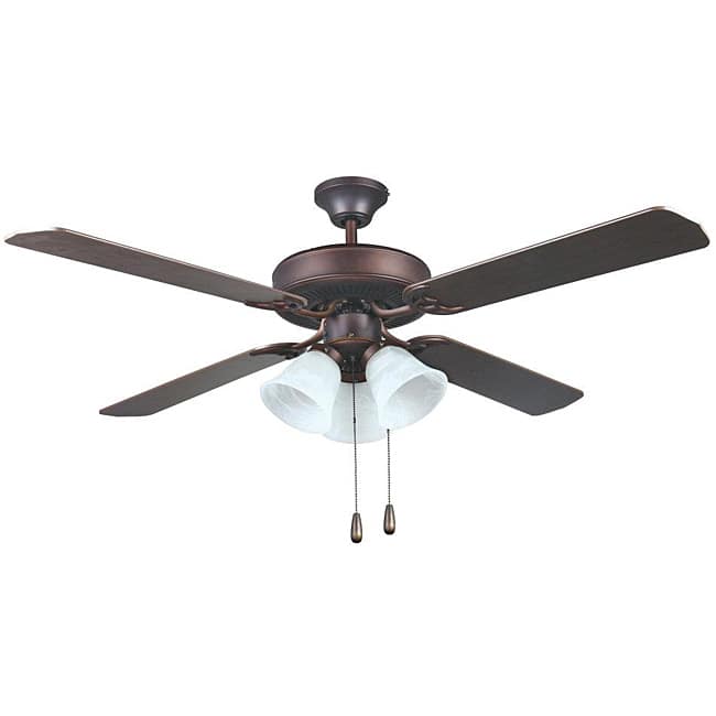Transitional Oil Rubbed Bronze Three-light Ceiling Fan