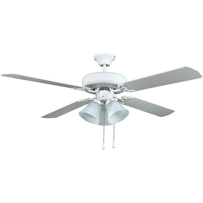 Transitional White Three-light Ceiling Fan