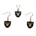 Oakland Raiders Necklace and Dangle Earring Charm Set