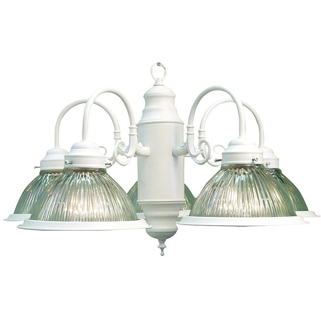 Woodbridge Lighting Basic 5-light White Prism Glass Chandelier (Basic 5-light White Prism Glass Chandelier) - Chandeliers For Bedrooms by Overstock.com