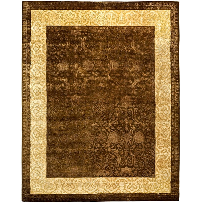 Handmade Majestic Chocolate/gold New Zealand Wool Rug (76 X 96)