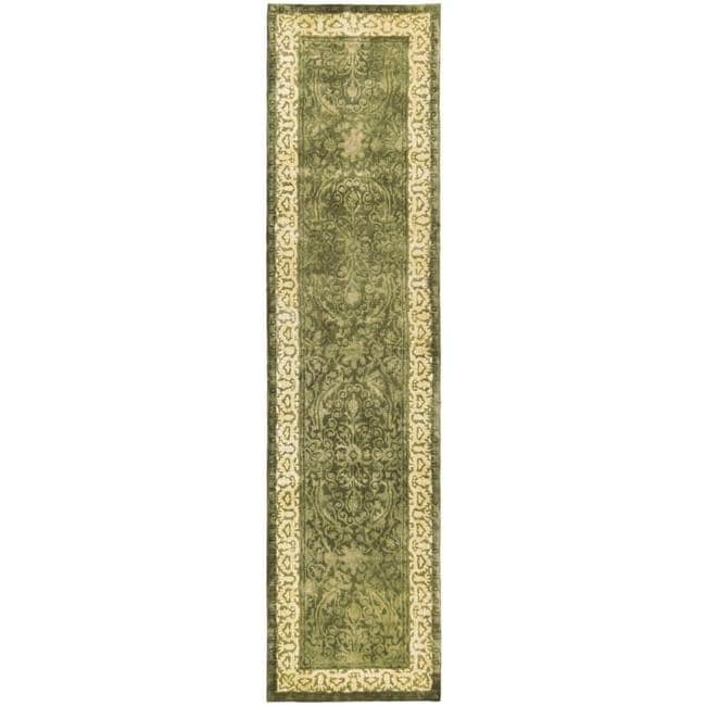 Handmade Majestic Green/ Ivory N. Z. Wool Rug (26 X 8)