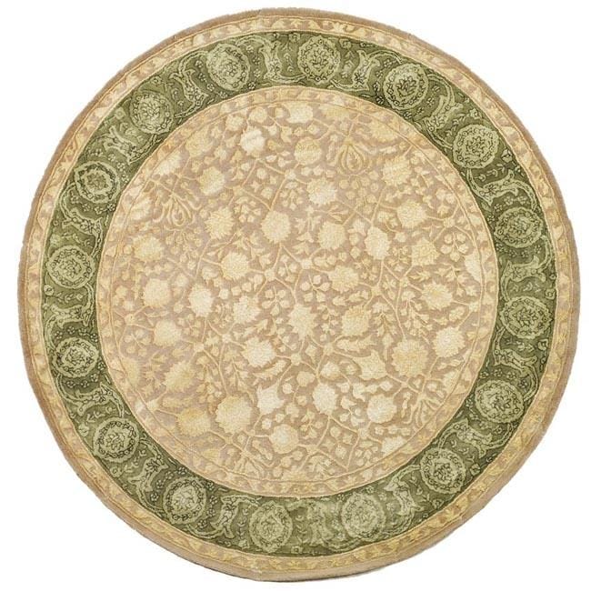 Handmade Majestic Ivory/ Sage N. Z. Wool Rug (36 Round)