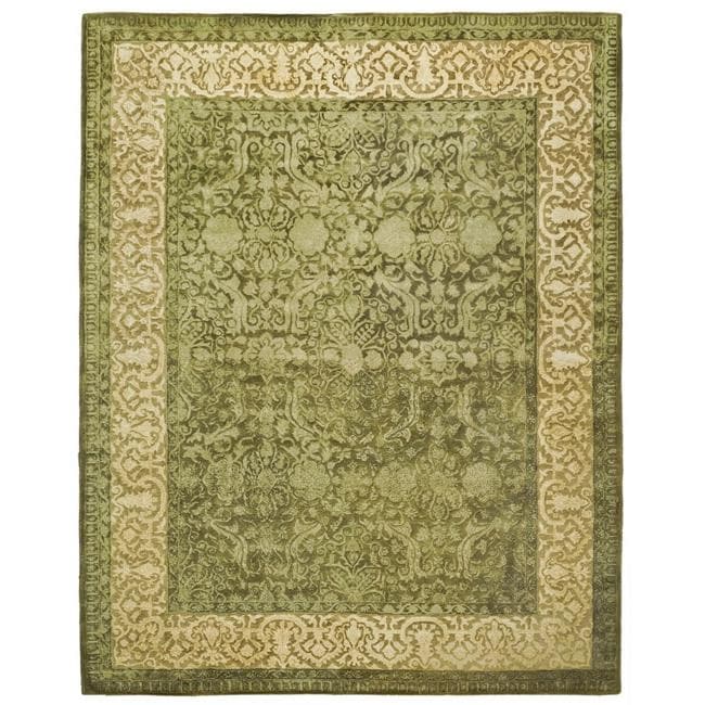 Handmade Majestic Green/ Ivory N. Z. Wool Rug (76 X 96)