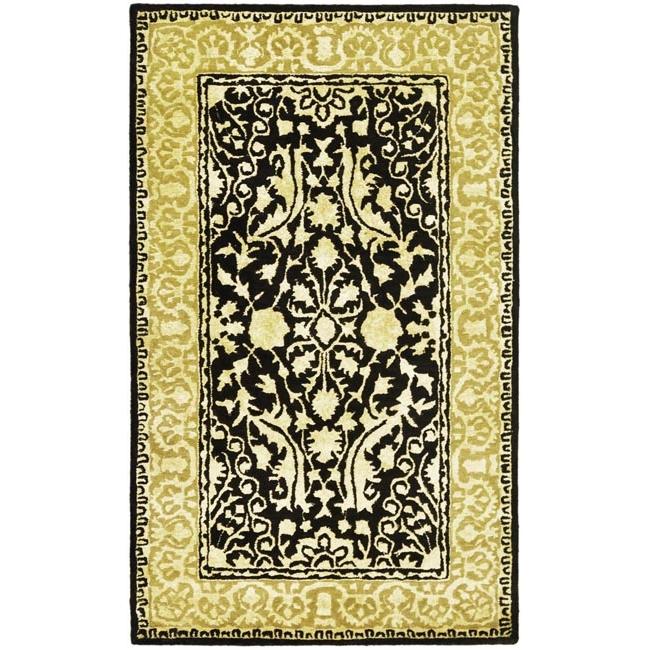 Handmade Majestic Black/ Ivory N. Z. Wool Rug (26 X 4)