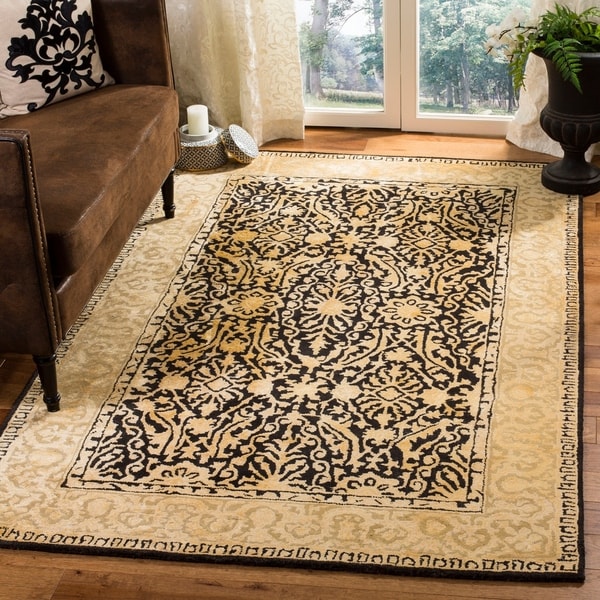 Safavieh Handmade Silk Road Black/ Ivory New Zealand Wool Rug - 7'6 x 9'6