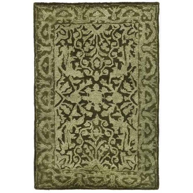 Handmade Silk Road Majestic Sage New Zealand Wool Rug (2 X 3)