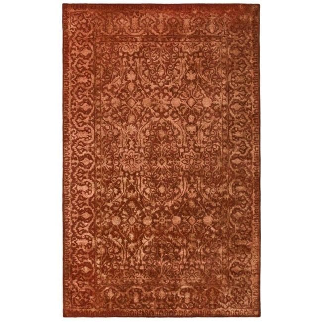 Handmade Silk Road Majestic Rust New Zealand Wool Rug (4 X 6)