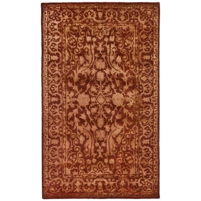 Handmade Silk Road Majestic Rust New Zealand Wool Rug (3 X 5)