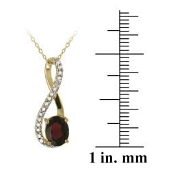 Glitzy Rocks 18k Gold over Silver Diamond and Garnet Infinity Necklace Glitzy Rocks Gemstone Necklaces