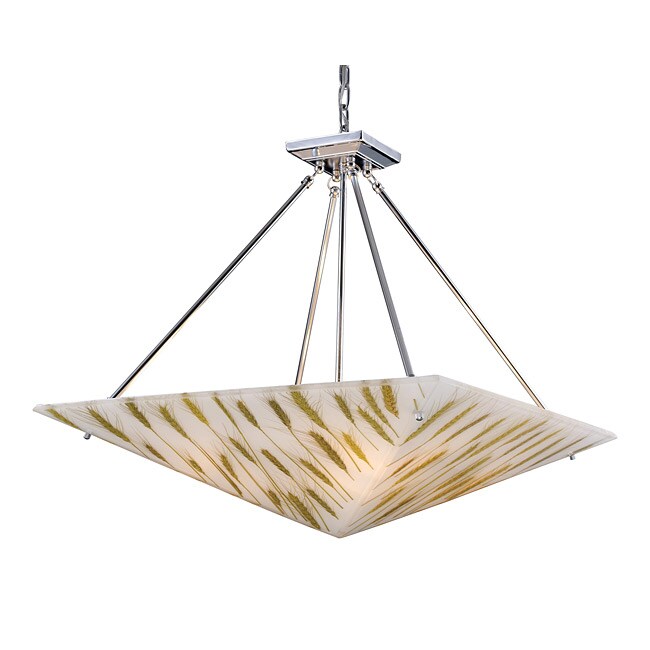 Modern Organics Wheat Material Polished Chrome 4-light Chandelier