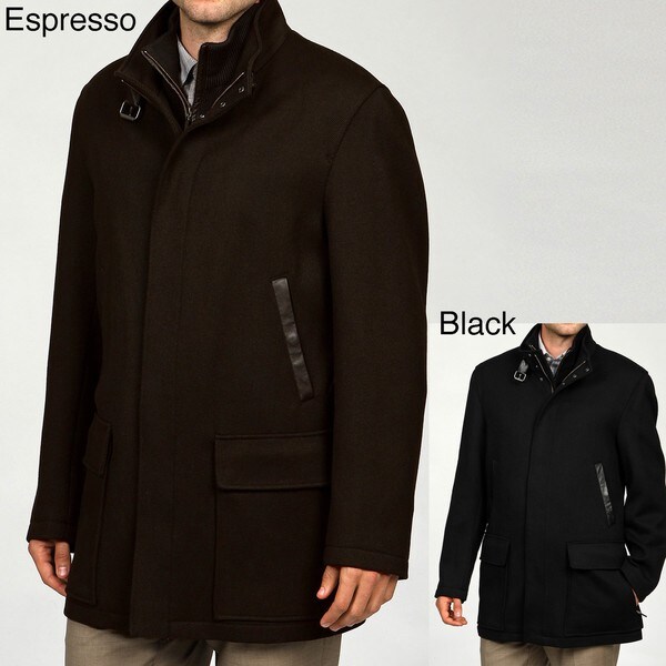 Shop Cole Haan Men's Zip-front Stand Collar Wool Blend Coat FINAL SALE ...