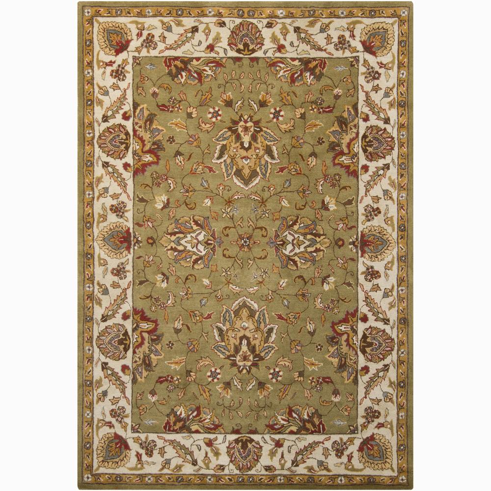 Hand tufted Mandara Oriental Green Wool Rug (9 X 13)