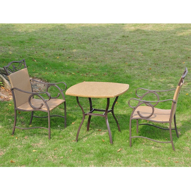 International Caravan Valencia Resin Wicker/ Steel 3 piece Bistro Set