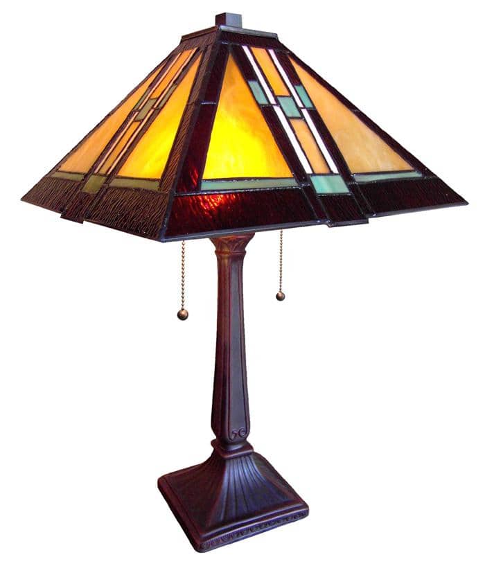 Tiffany-style Mission Design Antique Bronze Table Lamp