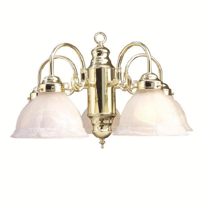 Woodbridge Lighting Basic 5 light Polished Brass Marble Glass Chandelier