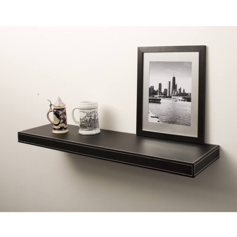 Azure Leather Floating Shelf (10" x 36") - Black