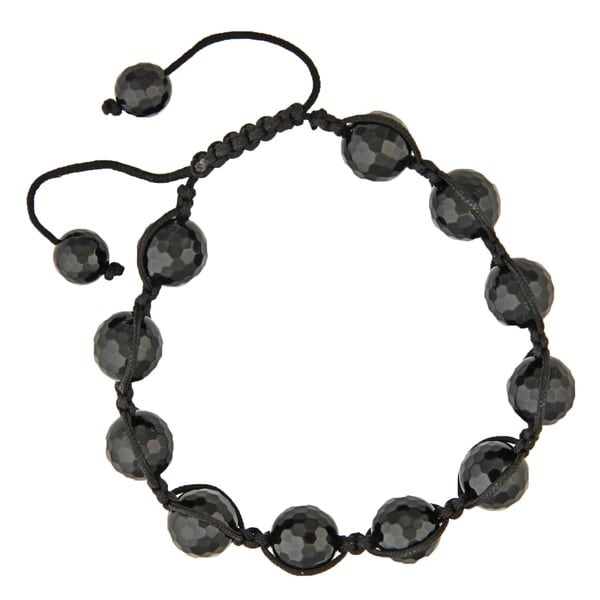 Dolce Giavonna Black Onyx Bead Black Macrame Bracelet Dolce Giavonna Gemstone Bracelets