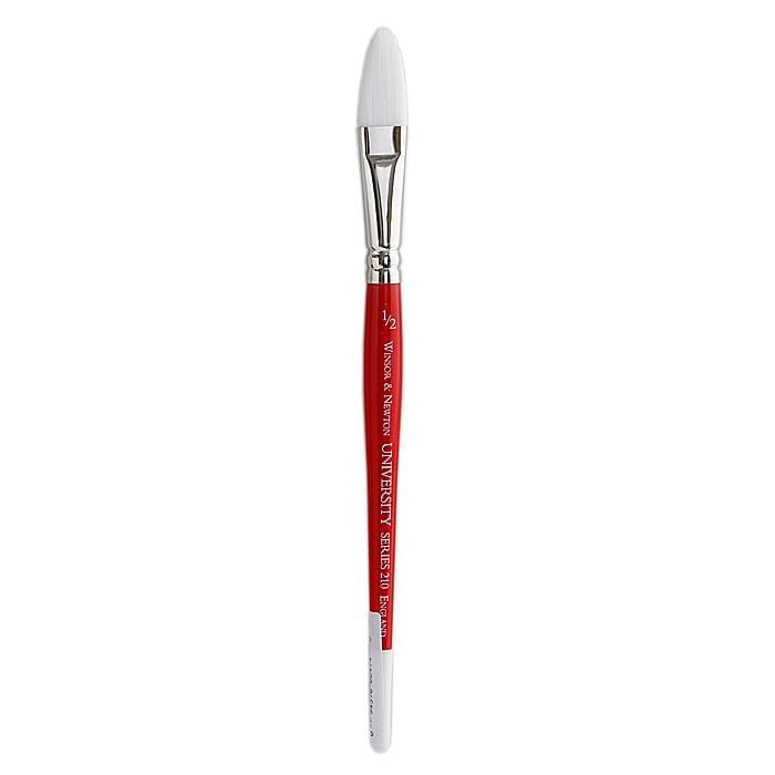 Winsor and Newton 0.5 inch Series 210 White Nylon Oval Wash Brush (0.5 inchesHandle Polished red handles with white tipsFerrule Nickel platedBristle White nylon )