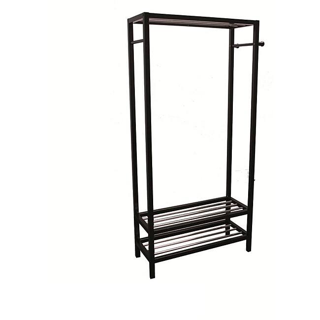 Black Hanger and Shoe Rack Stand