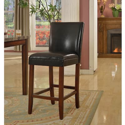 HomePop 29-inch Luxury Black Faux Leather Barstool - 29 inches