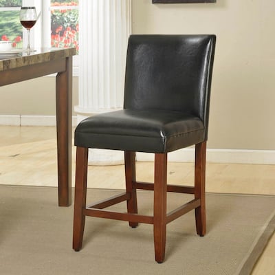 HomePop 24-inch Luxury Black Faux Leather Barstool - 24 inches