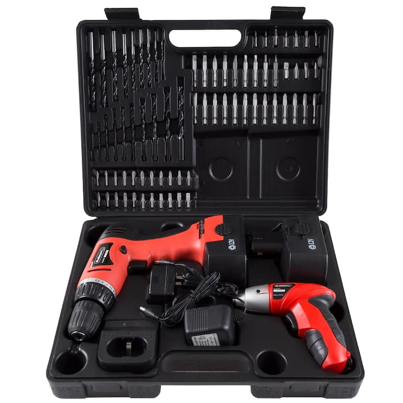74-Piece 12V Cordless Drill and 3.6V Screwdriver Set - Rechargeable Cordless Power Tools with Bits and Sockets by Stalwart