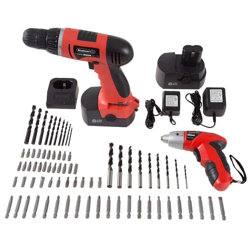 74-Piece 12V Cordless Drill and 3.6V Screwdriver Set - Rechargeable Cordless Power Tools with Bits and Sockets by Stalwart