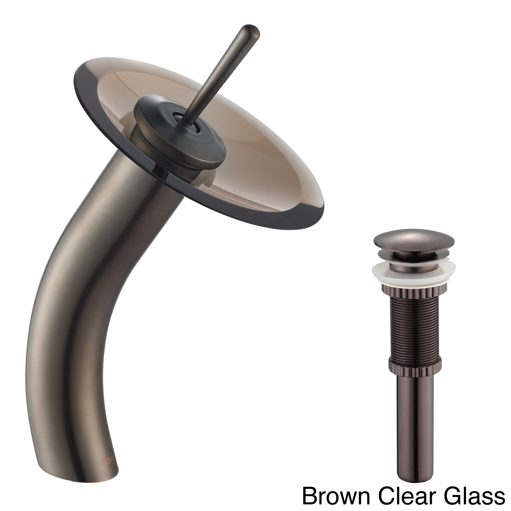 Kraus Glass Disk Waterfall Oil Rubbed Bronze Faucet Withpop Up Drain