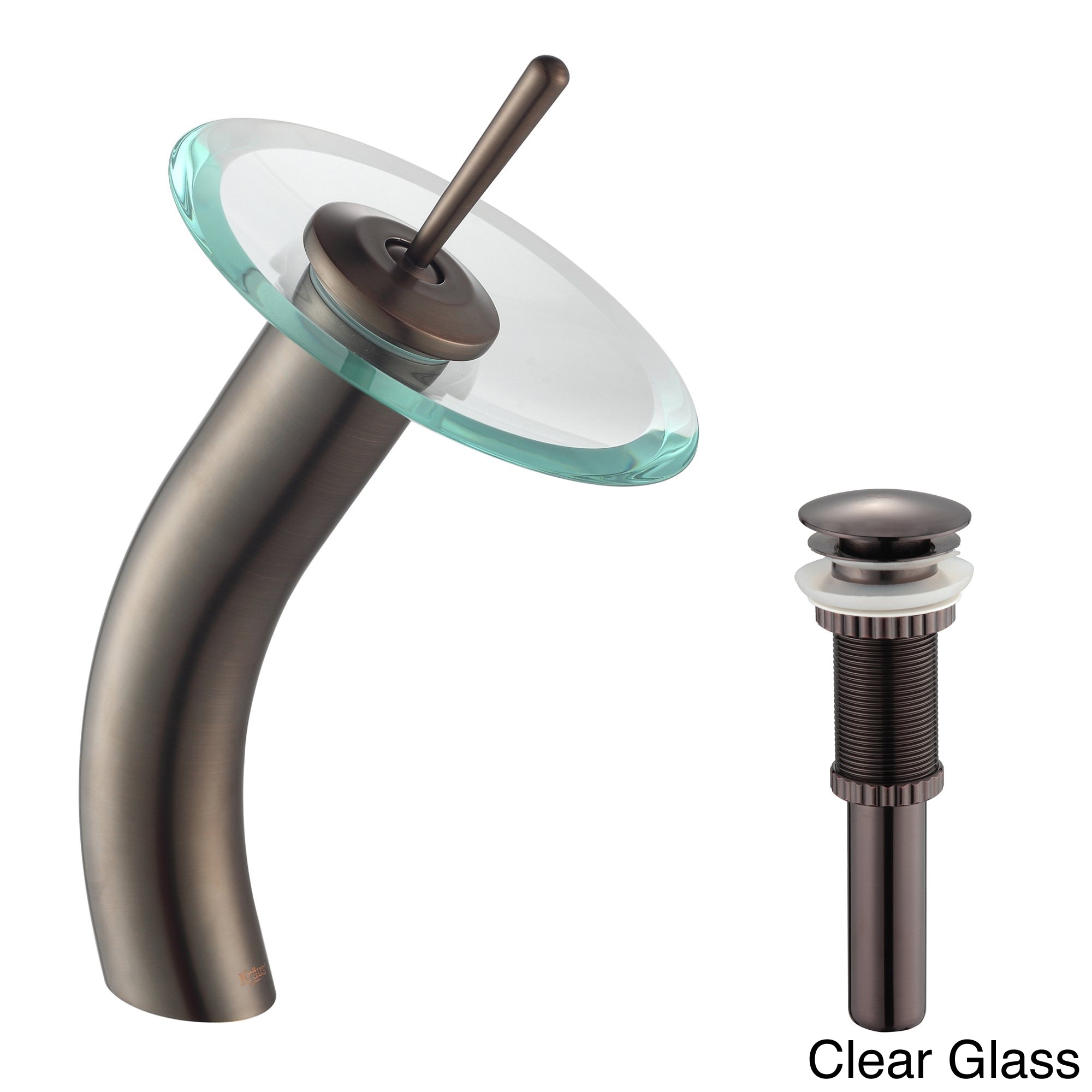 Kraus Glass Disk Waterfall Oil Rubbed Bronze Faucet Withpop Up Drain