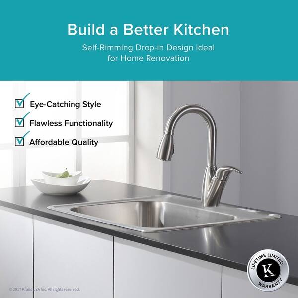 Shop Kraus Ktm25 Topmount Drop In 25 In 1 Bowl Stainless Steel