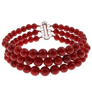 Pearlz Ocean Sterling Silver Red Coral Journey Bracelet Pearlz Ocean Gemstone Bracelets